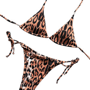 Women's Asymmetric Geometric Print <b>Push</b>-<b>Up</b> Bandeau <b>Bikini</b> <b>Set</b> TIE SIDE Bottom Knitted Spandex/Polyester Swimwear Halter Neck - Product Image 6