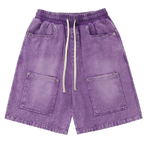 Hot Sale Men's Mid Waist Stonewashed Denim Shorts Straight Leg Casual Summer Woven Cotton Jeans with Pockets - Product Image 5