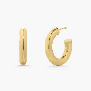 Pendientes de Aro Abiertos Gruesos de 5mm de Grosor, 15mm y 30mm, Acabado Pulido Brillante, Cierre a Presión, Joyería Fina al por Mayor, Oro Sólido de 14k y 18K - Product Image 5