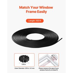 100 ft X 0.16 Serrated Hollow PVC <b>Window</b> <b>Screen</b> Retainer Spline Door <b>Window</b> <b>Screen</b> for 100 ft X 0.16 <b>Window</b> <b>Screen</b> Retainer - Product Image 2