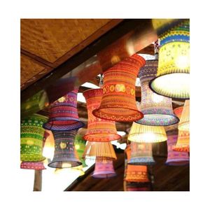 Farol Colgante Boho al por Mayor, Farol de Tela Étnica, Decoración Tribal Vietnamita, Decoración Bohemia para el Hogar y Restaurantes - Product Image 1