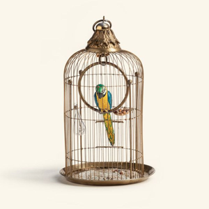 Vintage Metal <b>Decorative</b> <b>Bird</b> <b>Cage</b> with Antique Brass Finish Ornamental Birdcage with Opening Door for Home Garden Decor - Product Image 2