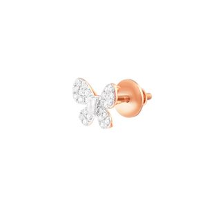 Boucles d'oreilles clous en or rose avec diamants de laboratoire en forme de papillon - Product Image 2