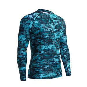 Chemise de compression à manches longues pour homme, imprimé intégral par sublimation, séchage rapide, spandex, polyester, motif camouflage bleu - Product Image 5