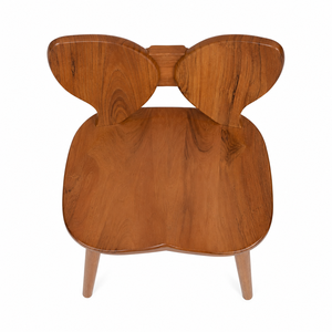 Silla de Comedor Escandinava de Madera de Teca Maciza con Respaldo en Forma de Mariposa |   Silla de Comedor Contemporánea Hecha a Mano |   Hogar Estable, Ecológico y Duradero - Product Image 4