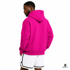 <b>Men's</b> Regular Fit <b>Pink</b> Hooded <b>Sweatshirt</b> Cartoon Print 100% Cotton Fleece Breathable Quick Dry Lined Design Front Kangaroo - Product Image 4