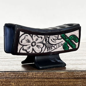 2026 Elegant OEM Hand Tooled Genuine Cowhide Leather Hair <b>Clip</b> Floral Tooled Cactus Design Barrette Cowgirl Boho Hair Accessory - Product Image 4