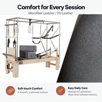 Machine de Pilates Reformer Professionnelle en Érable avec Tour Trapèze Complète en Cuir Microfibre – Équipement d'Exercice pour Instructeurs Indépendants