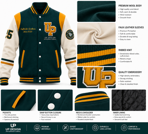 Custom Men's Winter Wool Varsity Letterman <b>Baseball</b> <b>Bomber</b> <b>Jacket</b> PU Leather Contrast Sleeves Embroidered OEM ODM Manufacturer - Product Image 5