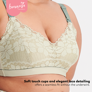 Soutien-gorge d'allaitement vert de haute qualité XXL sans couture grande taille couvrance totale bonnet 3/4 à armatures doux avec bouton de libération rapide pour usage quotidien - Product Image 2