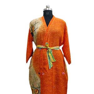 Femmes Vintage Soie Sari Kimono Vêtements De Nuit Long Maxi Indien Peignoir Beach Wear Duster Veste Collection D'été Robe De Demoiselle D'honneur - Product Image 6