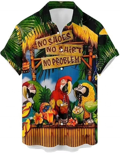 Chemises habillées d'été personnalisées pour hommes, style hawaïen 3D, imprimé intégral, boutonnées, manches décontractées, pour les vacances, formelles et tendance - Product Image 5