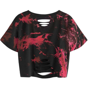 เสื้อครอปผู้หญิงไซส์ใหญ่ ผ้าเจอร์ซีย์วินเทจตาข่าย พิมพ์ลายแบบซับลิเมชั่น ขายส่งหลากสีสัน ระบายอากาศได้ดี เหมาะสำหรับร้านแฟชั่นฤดูร้อน - Product Image 2