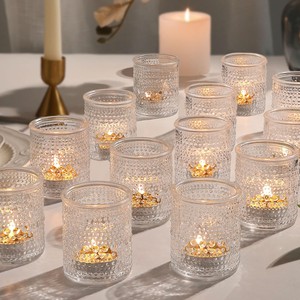 Aqdus Saleem Portavelas de Cristal Transparente con Cuentas, Diseño Hobnail, Hechos a Mano, Cuadrados, Venta al por Mayor - Product Image 2