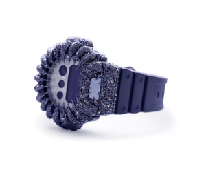 Reloj digital de lujo para hombre con bisel de diamantes y correa de caucho azul marino, pantalla LED de 41 mm - Product Image 2