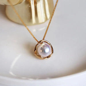 30457 Collar con Colgante Simple y Moderno para DIY con Cuentas Redondas de 7-8mm, Base de Plata S925, Accesorios de Perlas para DIY 30457 - Product Image 4