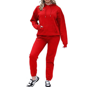 Sudadera con capucha y pantalones de talla grande para mujer, chándal informal holgado de algodón de longitud completa para otoño - Product Image 6