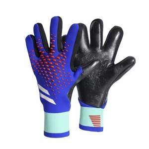 Orange Football Goalkeeper <b>Gloves</b> With Neon Green Cuff Silicone Print Non Slip Breathable Unisex Pull On Design - Product Image 2