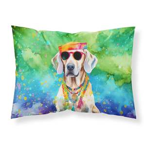 Weimaraner Hippie Dawg Standard taie d'oreiller léger Super doux facile d'entretien décoratif oeuvre feuille et taie d'oreiller ensembles - Product Image 1