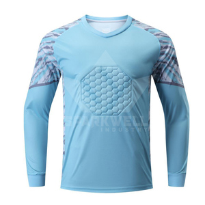 Maillot de football à manches longues pour homme, col en V, rembourré, imprimé géométrique, respirant, anti-humidité, polyester, uniforme de gardien de but personnalisé - Product Image 5