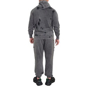 Sweat à capuche imprimé délavé grande taille, coupe régulière 2-en-1, écologique, poids moyen, style urbain, fermeture à cordon, personnalisable OEM - Product Image 2