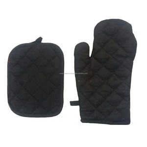 Outil de sécurité Mitaines de four en coton de couleur unie résistant à la chaleur avec support de casserole Équipement de cuisine pour la cuisson et la cuisine d'Inde - Product Image 4