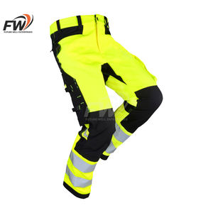 Pantalon de travail décontracté haute visibilité pour hommes, vêtements de sécurité réfléchissants avec taille élastique, cordon de serrage et poches - Product Image 2