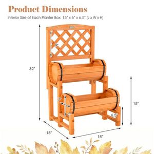 Jardinera Elevada de Madera de Abeto Sólido de 2 Niveles con Soporte para Plantas Trepadoras - Product Image 4