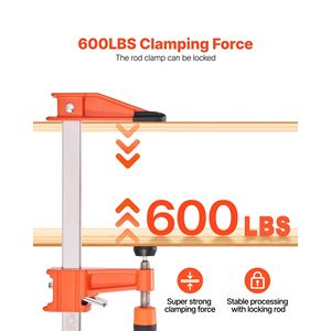 Set di 2 Morsetti a F Bloccabili, Capacità di Carico 600 Libbre, Profondità 2-1/2 Pollici, in Ghisa per Falegnameria, Morsetti a Barra da 6 e 12 Pollici - Product Image 4