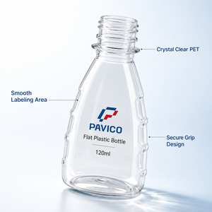 Botella de Plástico PET Transparente de Cuerpo Plano de 120 ml con Cuello de 28 mm para Gel de Lavado de Manos, Fabricante de Vietnam - Product Image 4