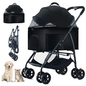 Cochecito plegable para mascotas con gancho de seguridad para toldo ajustable y ventanas, se aceptan pedidos personalizados - Product Image 1