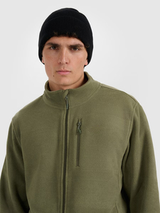 Chaqueta de forro polar verde oliva para hombre, con cremallera completa, cuello alto, informal, cortavientos, 100% algodón, con bolsillo con solapa en el pecho. - Product Image 5