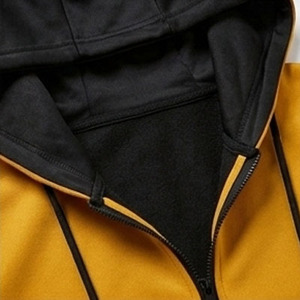 Custom Men's Two-Tone Fleece Zip-Up Hoodie Contrast Color Block Sweatshirt Full Zipper Hooded <b>Jacket</b> For Men - Product Image 2