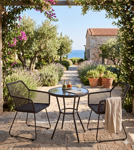 Modern <b>Outdoor</b> PE Wicker Rattan Dining Armchair Metal Frame Garden Cafe <b>Chair</b> - Product Image 4