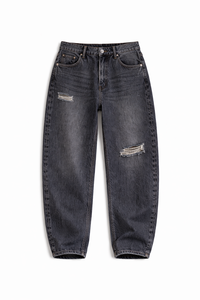 Jeans Elite Curve Barrel Leg para Mujer, Cintura Alta, Denim Premium, Corte Holgado Simple, Lavado Oscuro/Claro, Pantalones Streetwear, OEM ODM - Product Image 6
