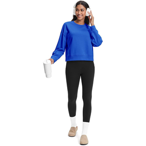 Oversized Sweatshirts Women <b>Drop</b> Shoulder Crewneck Long Sleeve Fleece Lined Soft Cotton Blend Casual Streetwear - Product Image 3