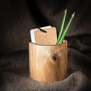 Organizador de Escritorio de Madera, Porta Lápices con Acabado Natural, Construcción Duradera para Almacenamiento de Artículos de Oficina, Colección Hecha a Mano - Product Image 5