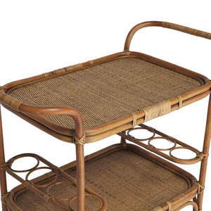 โต๊ะเสิร์ฟสองชั้นสีดำและสีทองพร้อมล้อหมุนสี่ล้อและชั้นวางไวน์ - Product Image 6