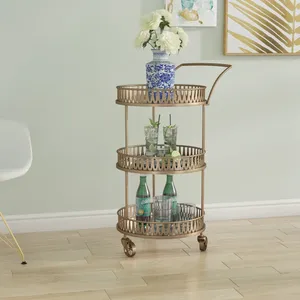 Chariot de rangement décoratif en métal fait main moderne avec rangements multifonctionnels, design contemporain, luxe, métal fait main multi-usages - Product Image 1