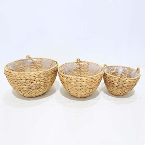 Hot Sales Tapered Water Hyacinth Metal Hanging <b>Plant</b> <b>Basket</b> with Waterproof Liner - Product Image 3