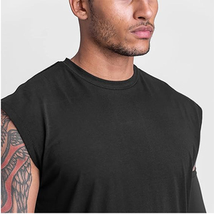 Débardeur sans manches pour homme de qualité supérieure, respirant, 275 GSM, col rond, noir uni, tricoté, décontracté, vente en gros - Product Image 5