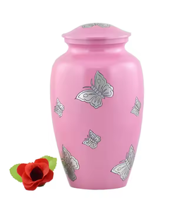 Wholesale Luxury Bronze Metal Cremation Urn Bulk <b>Memorial</b> Jar with Golden Butterfly Art and Polished Enamel Smooth Finish - Product Image 2