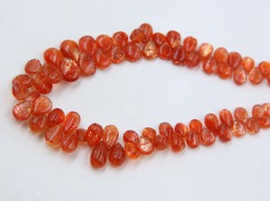 Perles de pierre de soleil orange lisses en forme de poire, goutte d'eau, briolette, pierres précieuses naturelles pour la fabrication de bijoux - Product Image 3