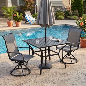Tavoli da Pranzo con Piano in Metallo per Giardino, Quadrati da 0,9M o Rettangolari da 1,5M, Impermeabili e Resistenti all'Usura, con Telaio in Metallo Solido - Product Image 1