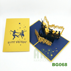 Custom 4 <b>Color</b> Printed Matte Varnishing Rectangle Happy Birthday 3D Pop Greeting Cards Souvenir Handmade Paper Material <b>Envelope</b> - Product Image 1