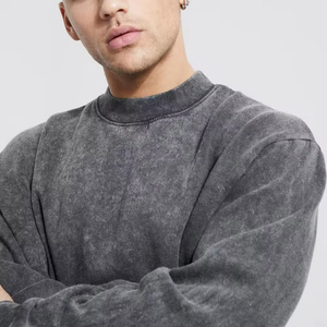 Sudaderas y Hoodies para Hombre de Algodón French Terry con Lavado Ácido, Cuello Redondo, Estilo Desgastado, Alta Calidad, Transpirables, Ecológicas, para Invierno - Product Image 3