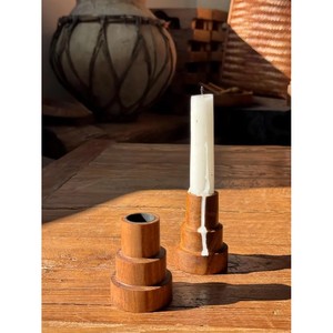 Porte-bougie artisanal en bois de teck |   Design moderne en gros Inde - Product Image 1