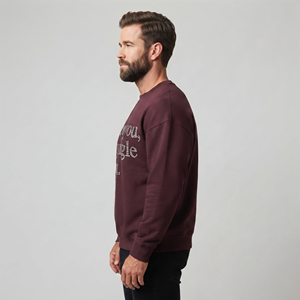 Sweat-shirts à col rond personnalisés brodés effet vieilli pour hommes, sweat-shirt brodé délavé à l'acide pour hommes, sweat-shirt vintage à épaules tombantes - Product Image 4