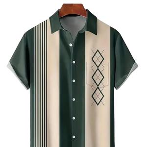 NOVEDAD DE VERANO 2024, camiseta Polo de moda para hombre, Camiseta con estampado geométrico Retro con botón de bolsillo, tela grande - Product Image 1