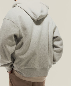 Pull à capuche en molleton tricoté uni pour homme, grande taille, personnalisé, avec logo, design doublé, col à capuche décontracté, qualité OEM supérieure, vente en gros - Product Image 4